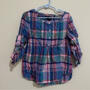 Ralph Lauren Size 5 Blue Multicolor Plaid Tunic Dress